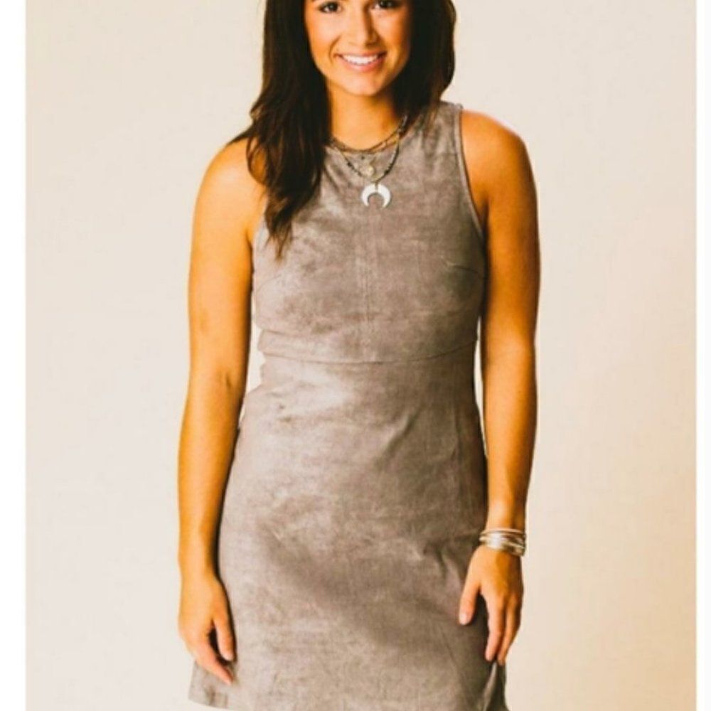 Worn once! Altar’d State Grey Suede Dress Size Medium